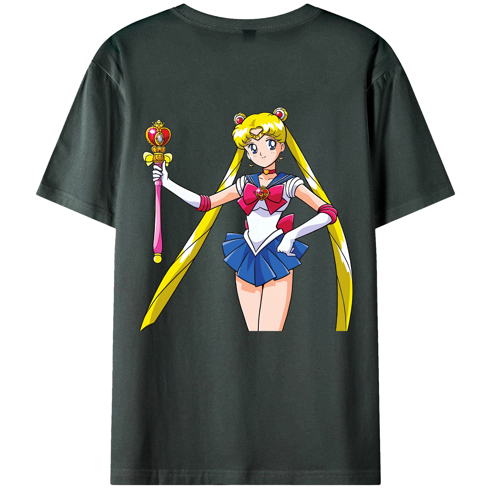 （画像用） 美少女戦士セーラームーン 月野 うさぎ つきの うさぎ Sailor Moon Tsukino Usagi 綿100％ メンズ半袖Tシャツ（バックプリント） 通気性